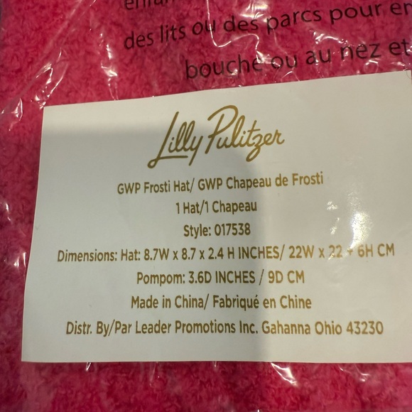 Lilly Pulitzer Passion Fruit Pink Frosti Hat with Fluffy Pom - Picture 4 of 5